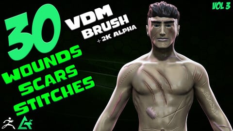 30 Hand Sculpted VDM Brush for ZBrush + 2K PSD Alpha