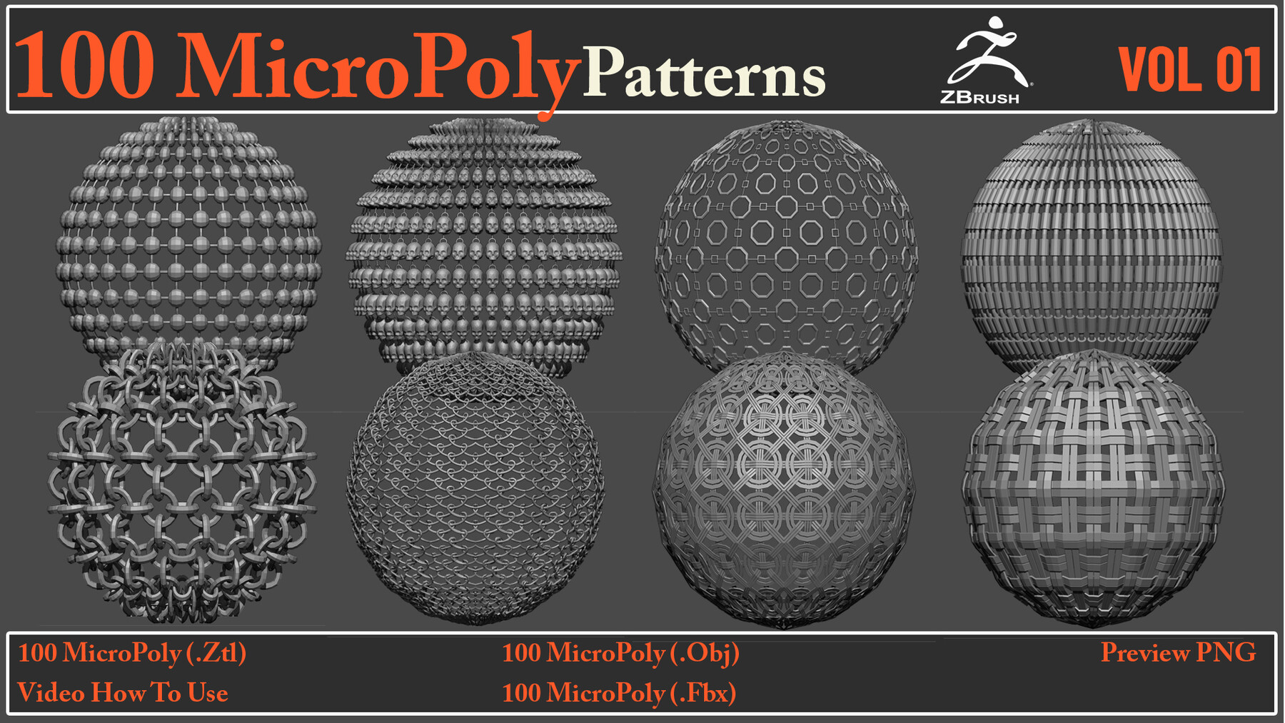 ArtStation - 100 MicroPoly Patterns + Video How To Use + 100 Fbx & Obj ...