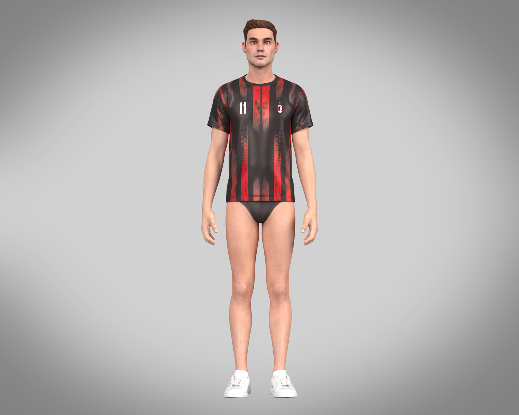 Soccer Football Red and Black color Jersey Player-11 3D model