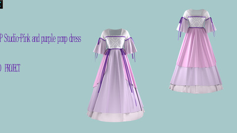 L/W/P Studio-Pink and purple pomp dress