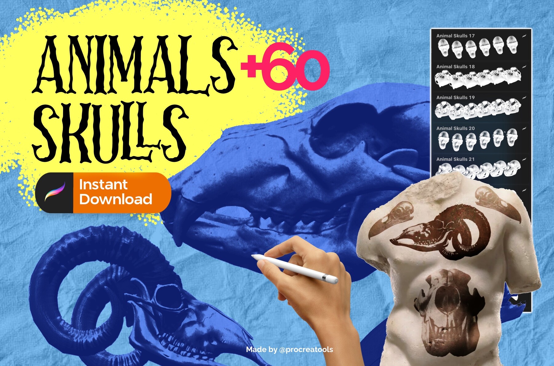 ArtStation - Animals skull procreate brushes stamps tattoo | Brushes