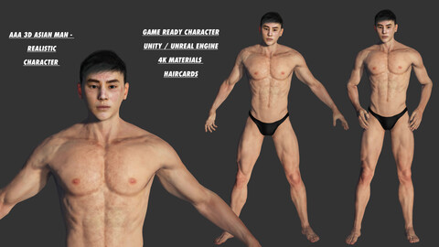 AAA 3D REALISTIC ASIAN MALE CHARACTER - HUMAN RIGGED CHARACTER