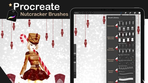 Christmas Nutcracker Procreate Brushes | Digital Art PNG Ornament Holiday Brushes for Download