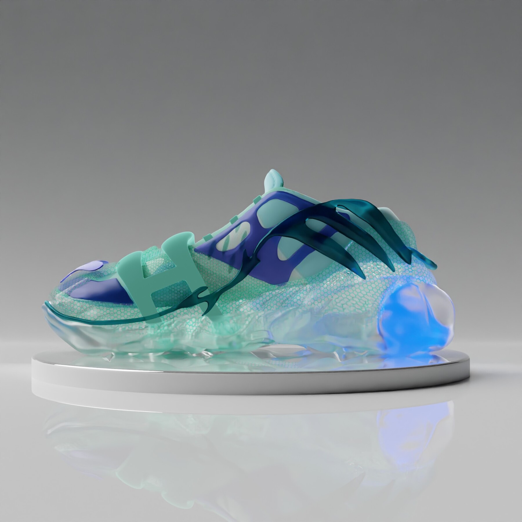 metallic blue sneakers