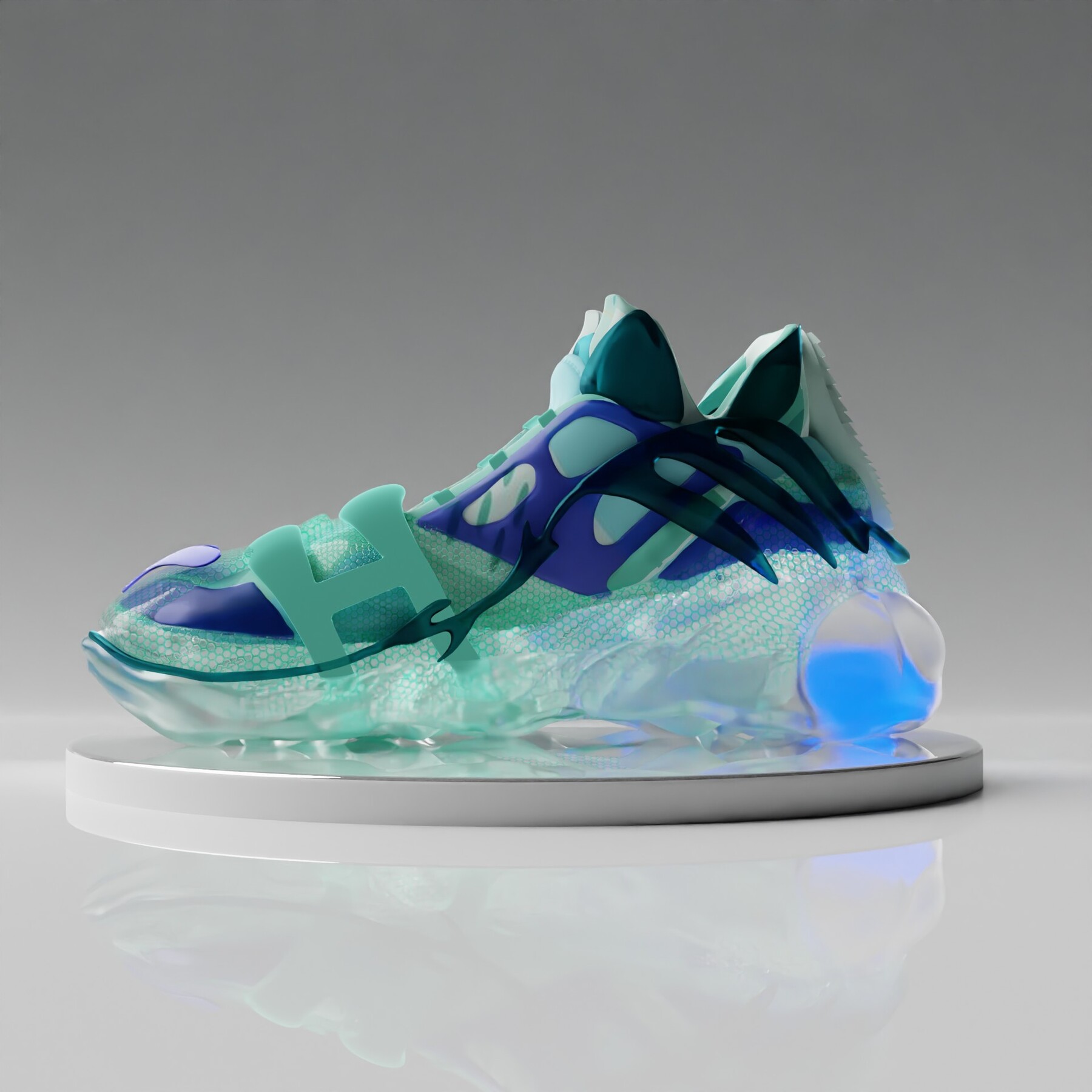 metallic blue sneakers