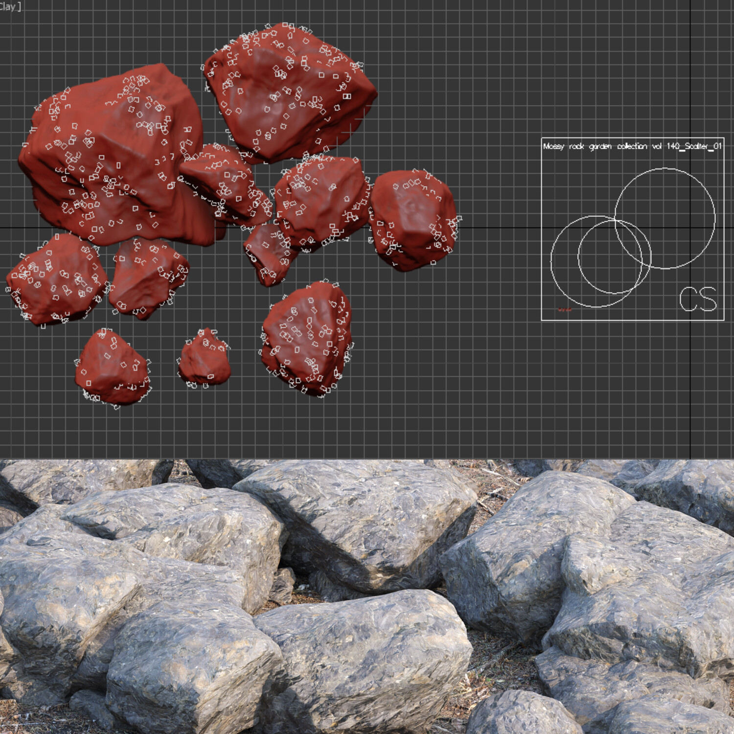 ArtStation Mossy rocks 3D PBR Models Pack Resources