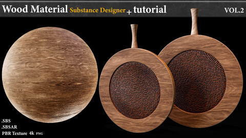 Wood Material_Substance Designer + Tutorial + PBR texture 4k VOL.2