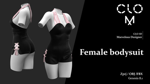 Female  bodysuit / Marvelous Designer/Clo3D project file + OBJ