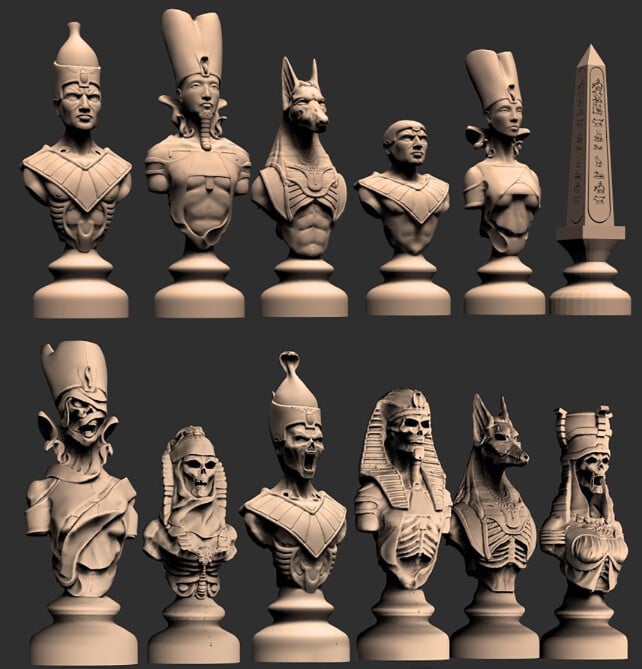 ArtStation EGYPTIAN CHESS WITH BOARD (STL) Resources