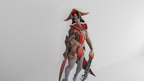 Ashe Halloween skin with rig FREE for blender Overwatch