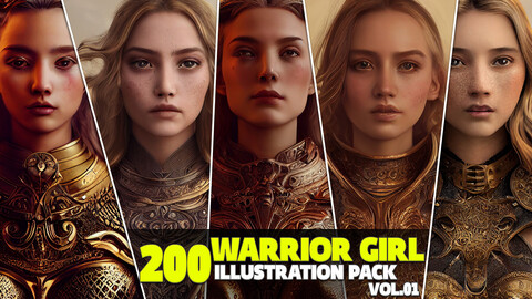 200 Warrior Girl Illustration Pack Vol.01
