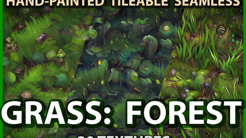 Grass Forest Floor: 20 TEXTURES (Hand-painted, Tileable)