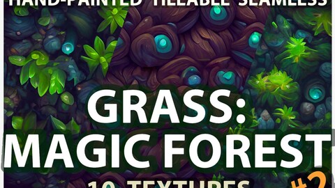 Grass Magic Forest Floor: 10 TEXTURES (Hand-painted, Seamless) #2