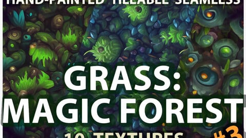 Grass Magic Forest Floor: 10 TEXTURES (Hand-painted, Seamless) #3