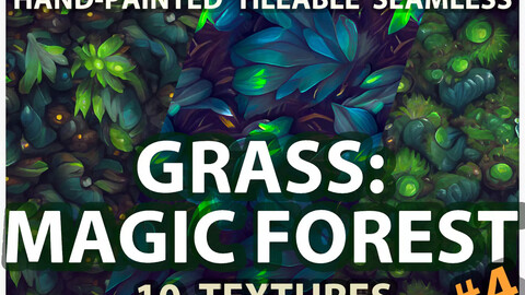 Grass Magic Forest Floor: 10 TEXTURES (Hand-painted, Seamless) #4