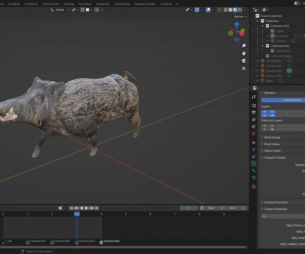 ArtStation - Fur Wild Boar Rigged and Animation in Blender | Game Assets