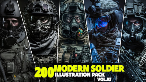 200 Modern Soldier Illustration Pack Vol.02