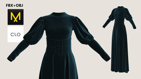 Antic Dress. Marvelous Designer/Clo3d project + OBJ + FBX