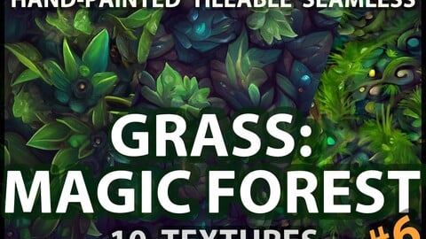 Grass Magic Forest Floor: 10 TEXTURES (Hand-painted, Seamless) #6