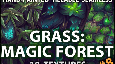 Grass Magic Forest Floor: 10 TEXTURES (Hand-painted, Seamless) #8