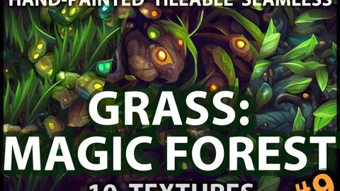 Grass Magic Forest Floor: 10 TEXTURES (Hand-painted, Seamless) #9