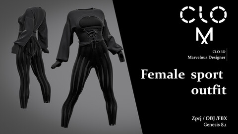 Female sport  outfit  / Marvelous Designer/Clo3D project file + OBJ