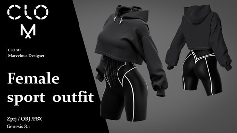 Female sport  outfit  / Marvelous Designer/Clo3D project file + OBJ