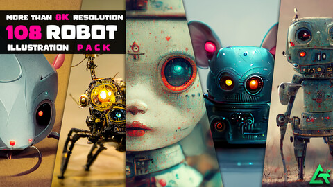108 Robot Illustration Pack - More Than 8K Resolution