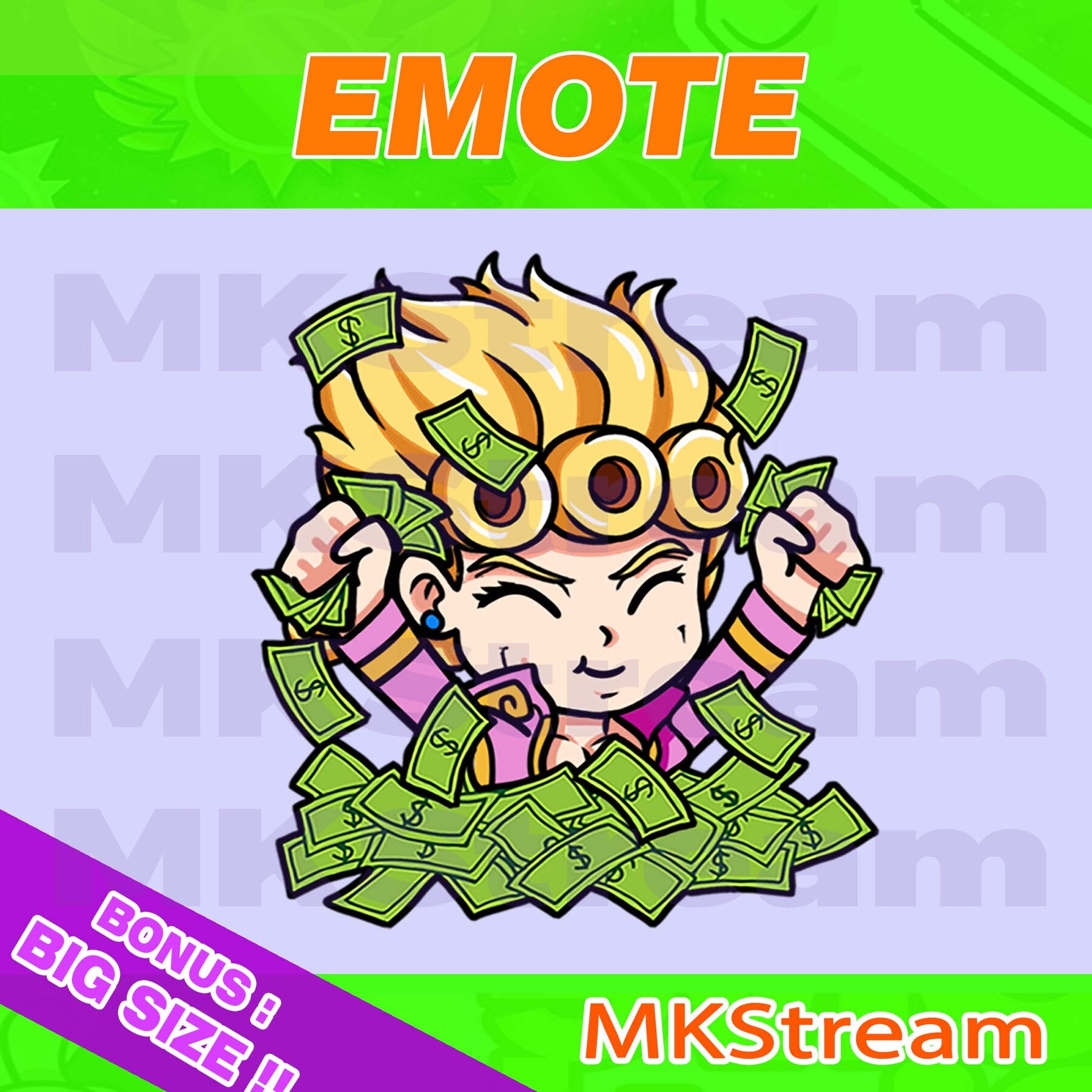 Artstation Twitch Emotes Jojo Giorno Giovanna Rich Money Artworks