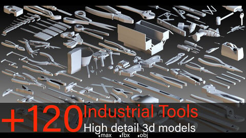 +120 Industrial Tools- Vol 02- Kitbash- High detail 3d models