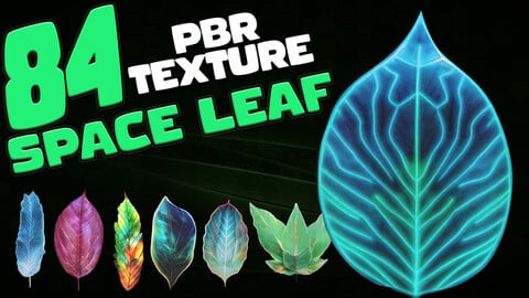84 Space Leaf Pack - PBR Texture - 4k - with Alpha Map