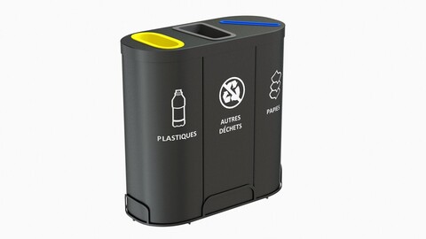 MALMO Office Waste Recycling Bin with 3 Containers