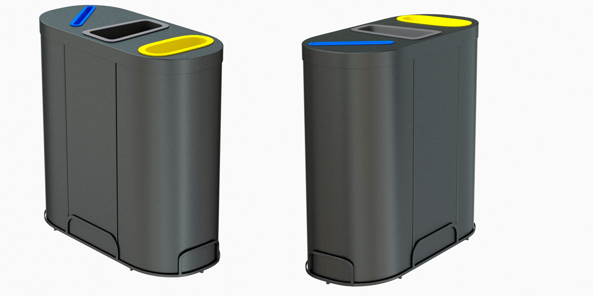 ArtStation MALMO Office Waste Recycling Bin with 3 Containers Resources