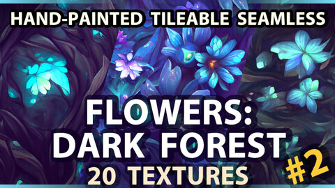 Dark Forest Flowers: 20 TEXTURES (Hand-painted, Tileable) #2