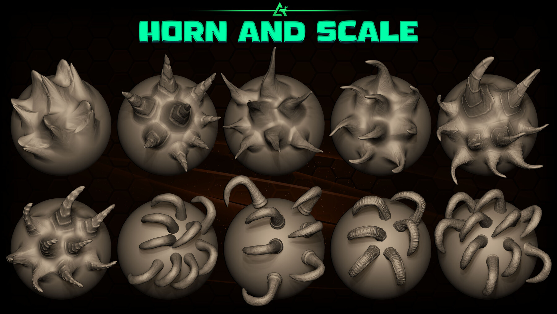 ArtStation 100 Horns and Scales VDM ZBrush Brush V2 Brushes