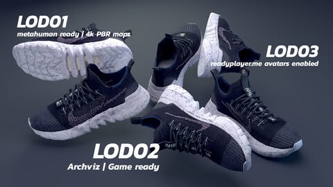 Nike Space Hippie 01 | Real Time Game Ready LOD0-3