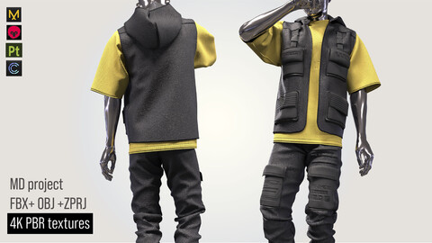 cyberpunk clothes man outfit pants shirt vest jacket