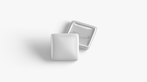 White Square Button Badge - plastic clutch pin