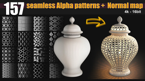 157 seamless Alpha patterns + 157 Normal map