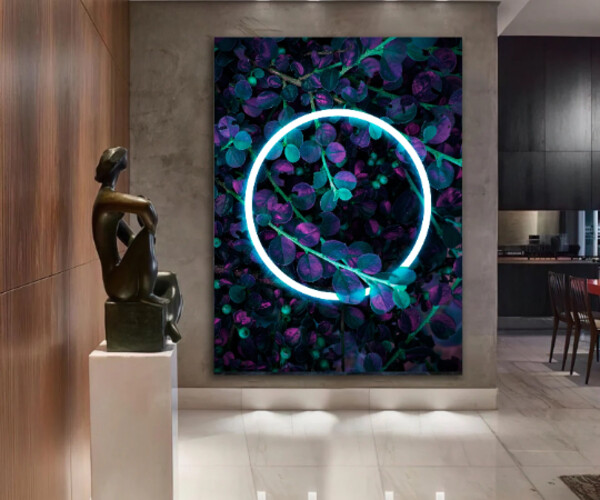 ArtStation - Neon Flower Wall Art, Nature Wall Art, Abstract Print ...