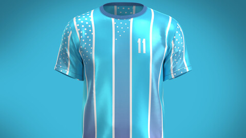 Soccer Blue Stripe Jersey Player 11