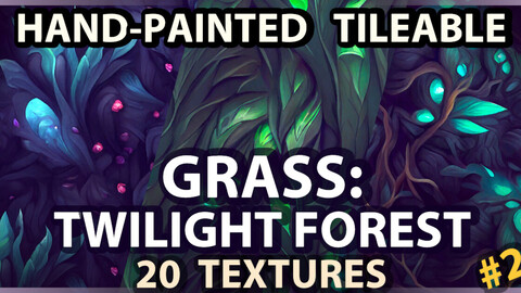 Grass - Forest Twilight: 20 TEXTURES (Handpainted, Tileable) #2