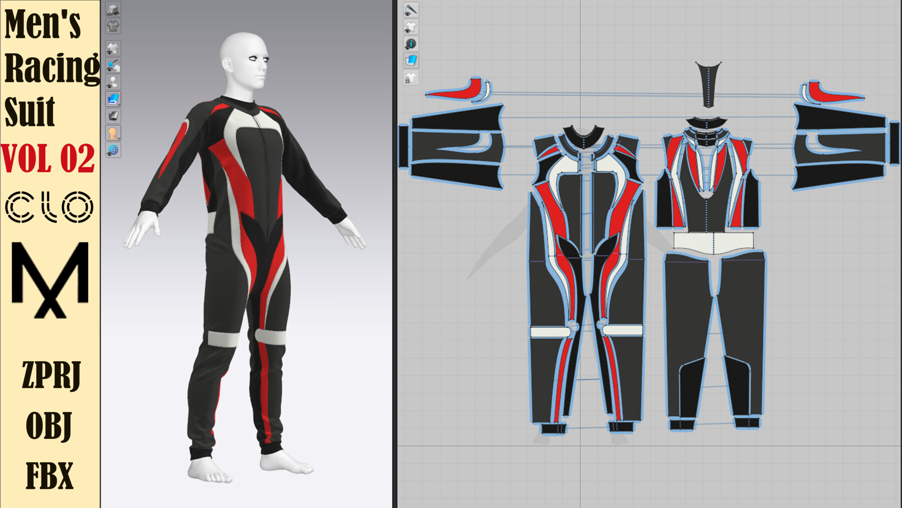 ArtStation - Men's Racing Suit_VOL 02( Marvelous/CLO +ZPRJ +OBJ +FBX ...