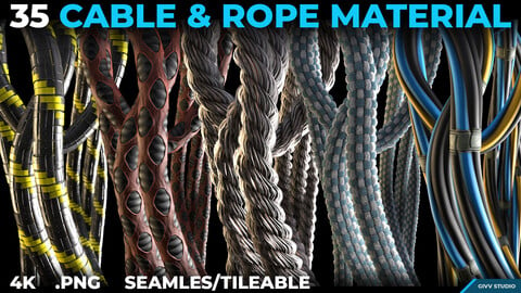 35 Cable and Rope Material (4k/ .Png/ Seamless-Tileable)