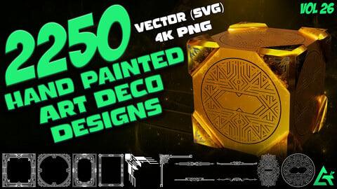 2250 Hand Painted Alpha Art Deco Designs (MEGA Pack) - Vol 26