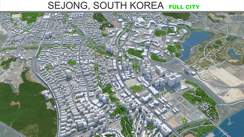 Sejong city Korea 3d model 80km