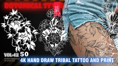 50 4K BOTONICAL HAND DRAW TATTOO AND PRINT-VOL42 (PART-1)