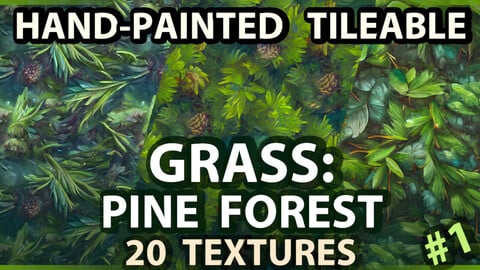Grass: Pine Forest - 20 TEXTURES (Handpainted, Tileable) #1