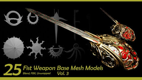 25 Fist Weapon Base Mesh Collection - Vol.03