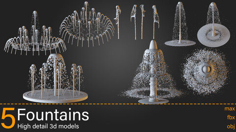 5 Fountains- 3d models-max.fbx.obj